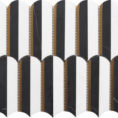 Rockart Oval Nero Marquina & Tassos 10x11 Mosaic