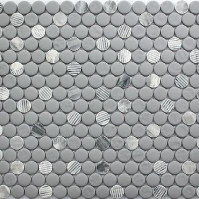 Rockart Gray Granite Penny Round 12x12 Mosaic