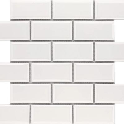 Color Collection Mosaics+ Bright White Ice 2x4 Bev. Brick