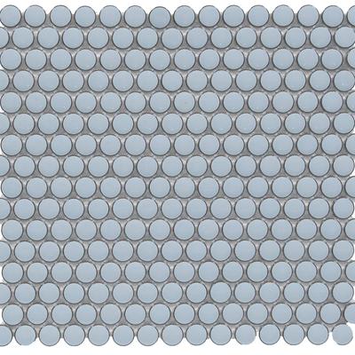 Color Collection Mosaics+ Bright Sky Blue Penny Round 12x12