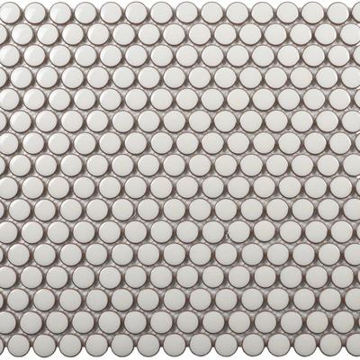 Color Collection Mosaics+ Bright Pearl White Penny Round 12x12