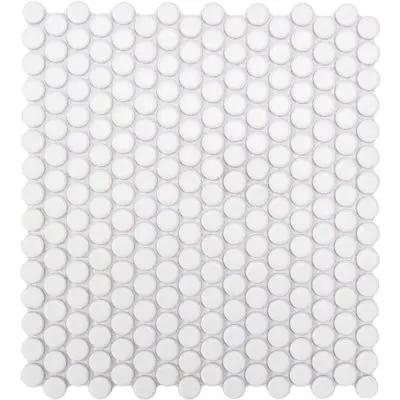 Color Collection Mosaics Matte White Penny Round 12x12