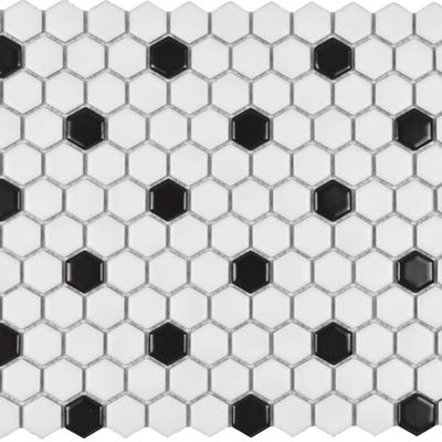 Color Collection Mosaics Matte White & Black 12x12 Hexagon 1x1
