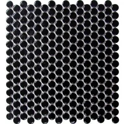 Color Collection Mosaics Matte Black Penny Round 12x12