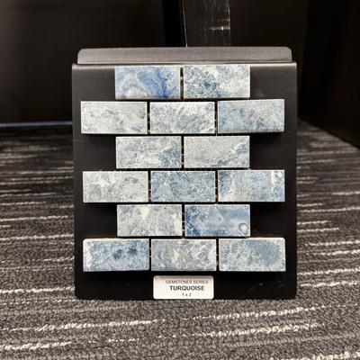 Aquabella Gemstones Turquoise 1x2 Porcelain Mosaic 12"x12" Pool Tile