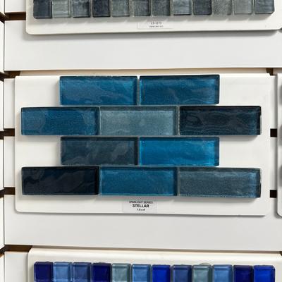 Aquabella Starlight Stellar 1.5x4 Glass Mosaic 12"x12" Pool Tile