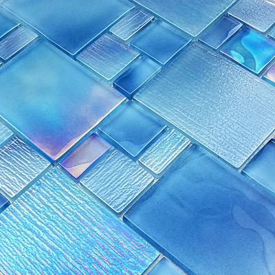 Avalon Blue Mixed Glass Mosaic 12"x12" Pool Tile - Hover