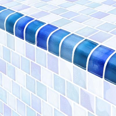 Crystal Waters Trim Surf Glass Bullnose Pool Tile (Covering 1 Linear Foot)