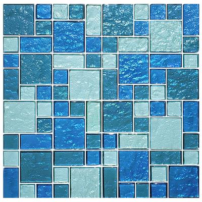 Galaxy Blue Blend Mixed Glass Mosaic 12"x12" Pool Tile
