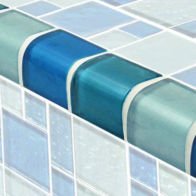 Galaxy Trim Blue Blend Mixed Glass Bullnose Pool Tile (Covering 1 Linear Foot)