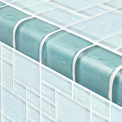 Galaxy Trim Aquamarine Mixed Glass Bullnose Pool Tile (Covering 1 Linear Foot)