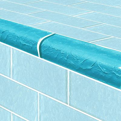 Moonscape Trim Turquoise Glass Bullnose Pool Tile (Covering 1 Linear Foot)