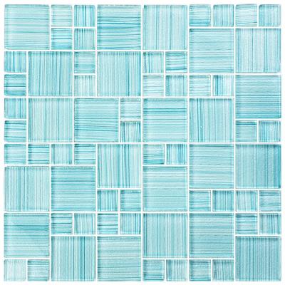 Watercolors Seafoam Blend Mixed Glass Mosaic 12"x12" Pool Tile