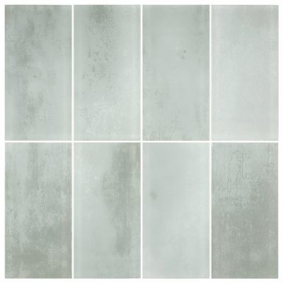 Sea Glass Tumbled Gray 3x6 Glass Mosaic 12"x12" Pool Tile