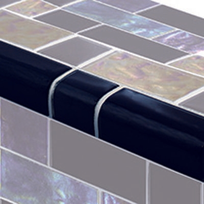 Twilight Trim Black Mixed Glass Bullnose Pool Tile (Covering 1 Linear Foot)