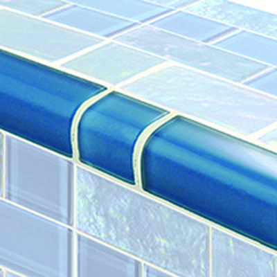 Twilight Trim Azure Mixed Glass Bullnose Pool Tile (Covering 1 Linear Foot)