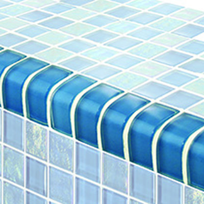Twilight Trim Azure 1x2 Glass Bullnose Pool Tile (Covering 1 Linear Foot)