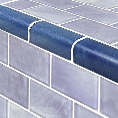 Subway Trim Stratus Blue Glass Bullnose Pool Tile (Covering 1 Linear Foot)
