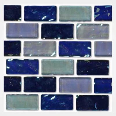 Aquabella Shimmer Bermuda Blend 1x2 Glass Mosaic 12"x12" Pool Tile (SH-1291)