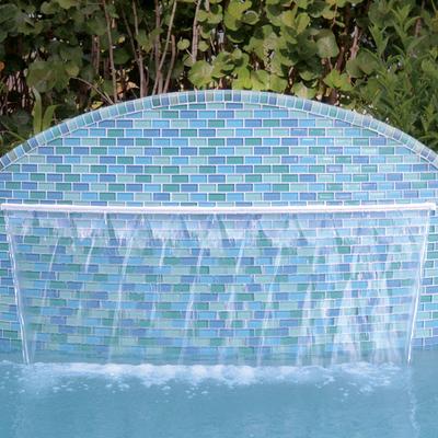 Crystal Trim Turquoise Blue Blend Glass Bullnose Pool Tile (Covering 1 Linear Foot) - Hover
