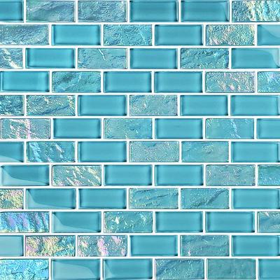 Twilight Turquoise 1x2 Glass Mosaic 12"x12" Pool Tile