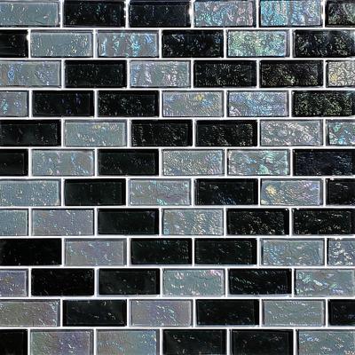 Galaxy Slate Blend 1x2 Glass Mosaic 12"x12" Pool Tile