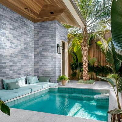Terrazo Glacier 2cm Bullnose Pool Coping 13x24 - Hover