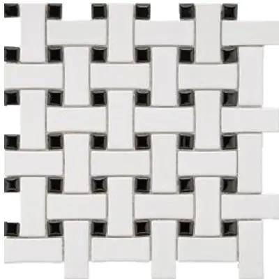 CC Mosaics Matte Black & White Basket Weave 12x12 Mosaic