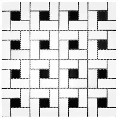 CC Mosaics Matte 12x12 PinWhiteeel Mosaic Black & White Dot
