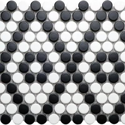 CC Mosaics Matte Black & White 12x12 Mosaic. Hexagon 1x1