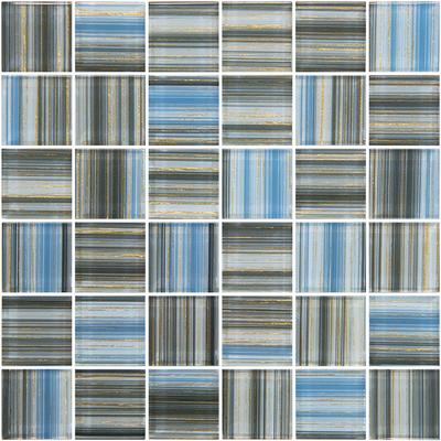 Renaissance Cerulean Gold 2x2 Glass Mosaic 12"x12" Pool Tile