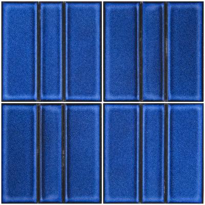 Kawara Ruri Blue Relief B 6x6 Porcelain Field Tile 12"x12" Pool Tile
