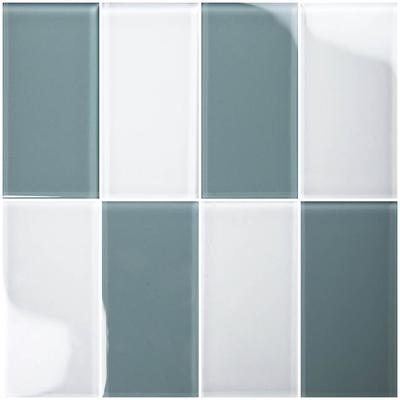 Hampton Harbor Gray 3x6 Glass Mosaic 12"x12" Pool Tile