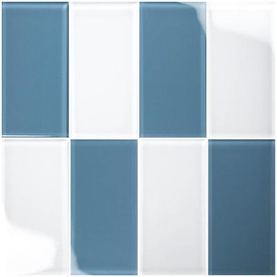 Hampton Slate Blue 3x6 Glass Mosaic 12"x12" Pool Tile