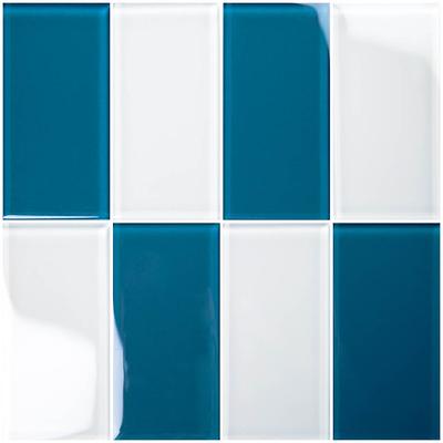 Hampton Imperial Blue 3x6 Glass Mosaic 12"x12" Pool Tile
