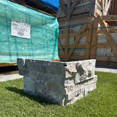 Silver Travertine Split Face 6x24 Ledger Panel Flats