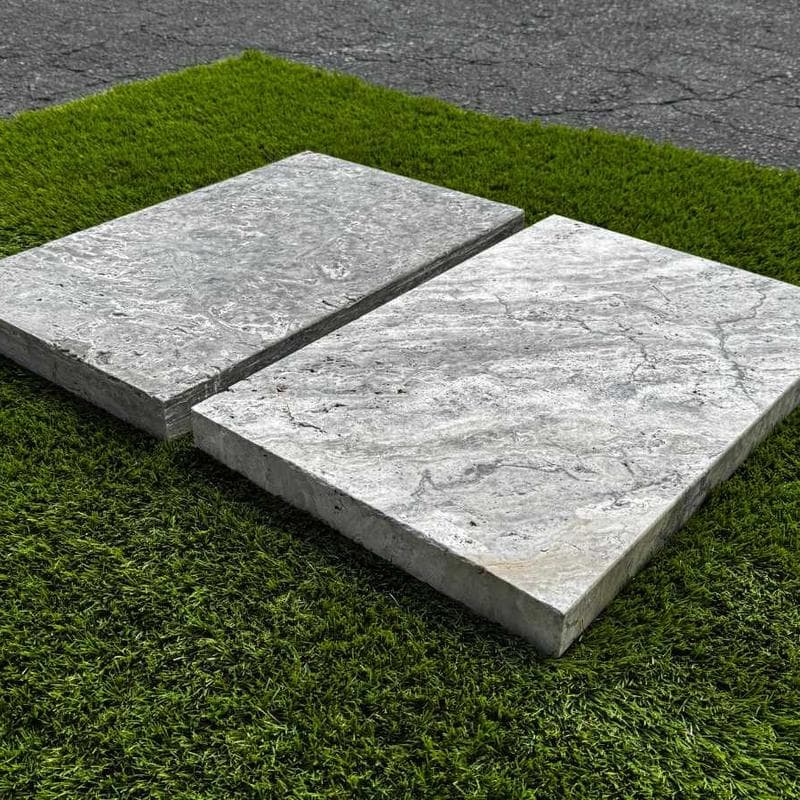 Silver Travertine 5cm Double Modern Pool Coping 16x24 - Image 5