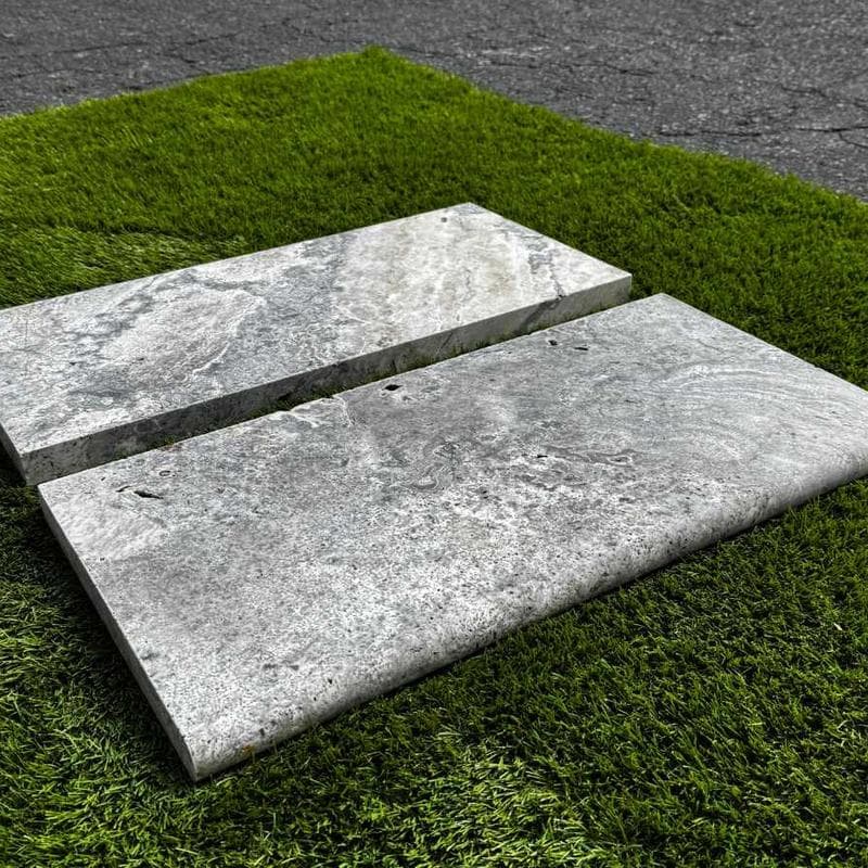 Silver Travertine 3cm Bullnose Pool Coping 12x24 - Image 5