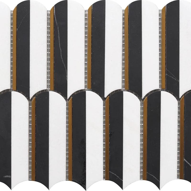 Rockart Oval Nero Marquina & Tassos 10x11 Mosaic - Image 1