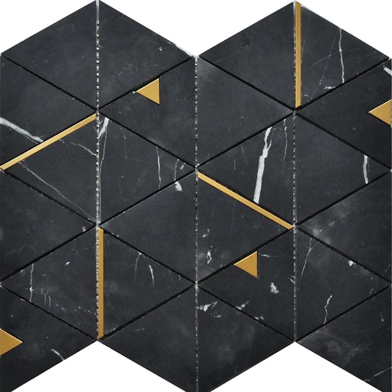 Rockart Nero Marquina Triangle 12x14 Mosaic - Image 1