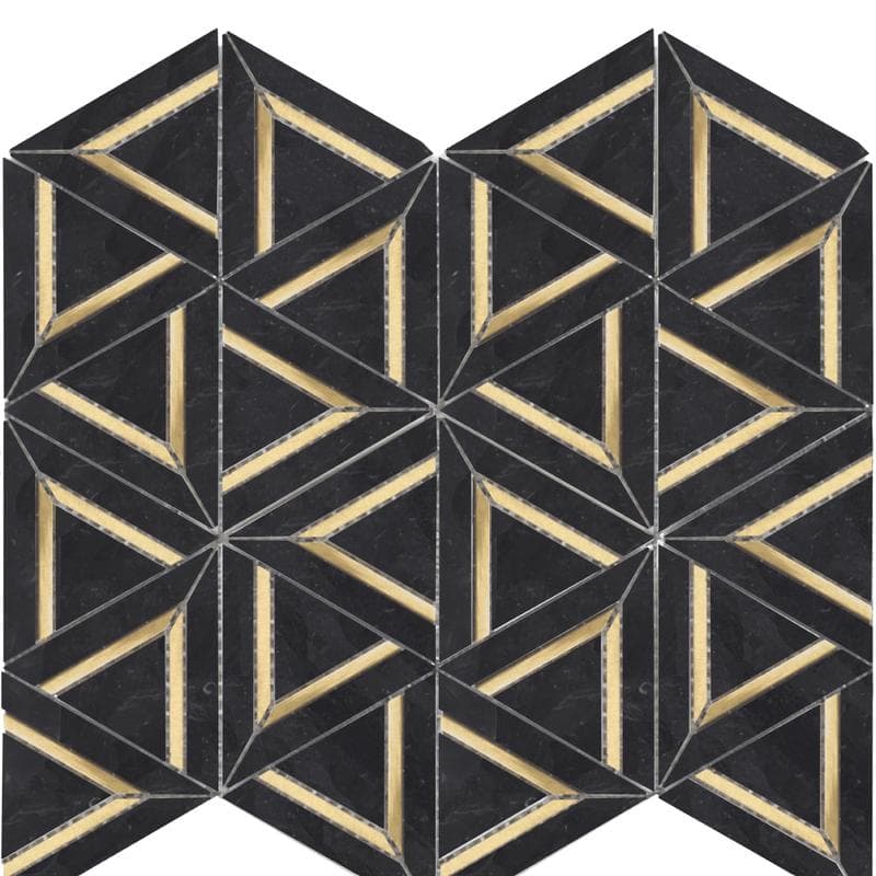 Rockart Nero Marquina Metal GEO 12x14 Mosaic - Image 1