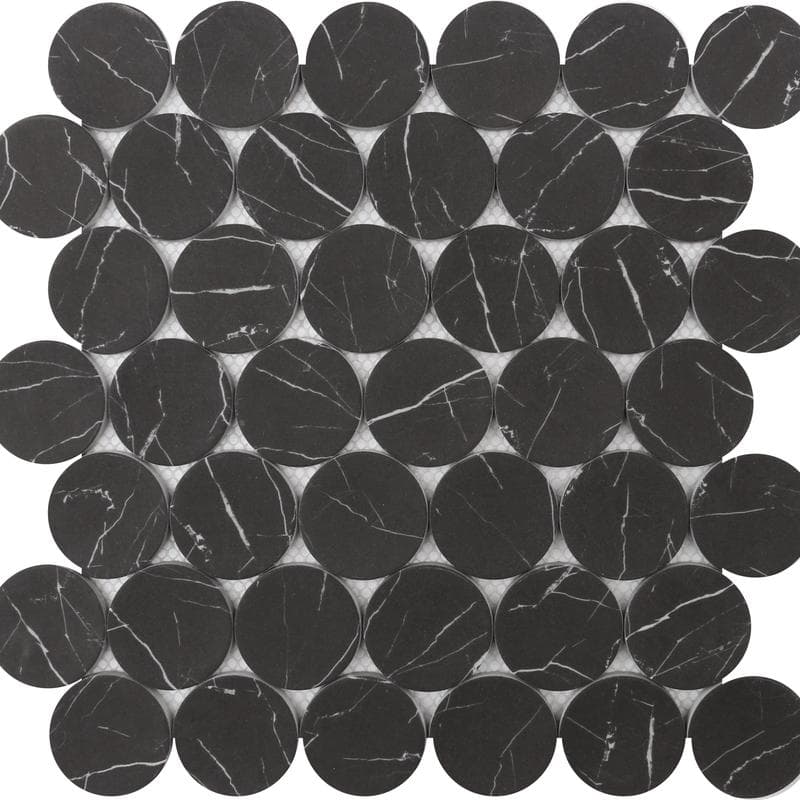 Rockart Nero Marquina Dots 12x12 Mosaic - Image 1