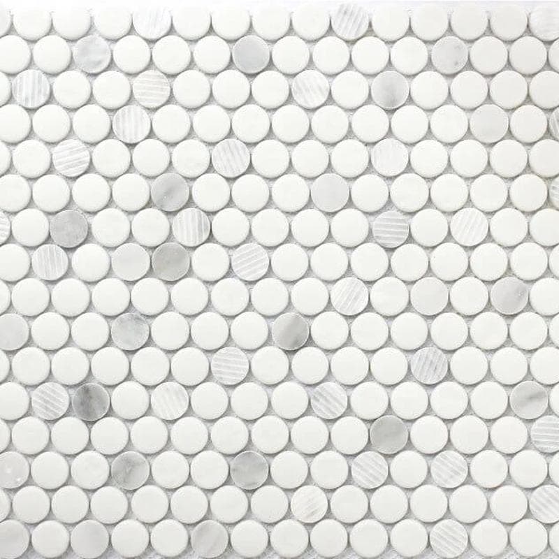 Rockart Carrara Penny Round 12x12 Mosaic - Image 1