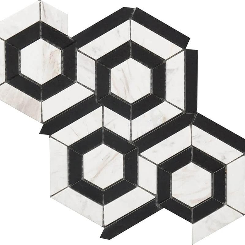 Rockart BW Hexagon Marble MOS 9x12 - Image 1