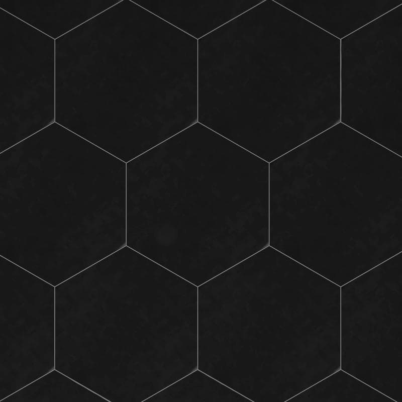 Casablanca Solid Black 8x9 Hexagon - Image 1