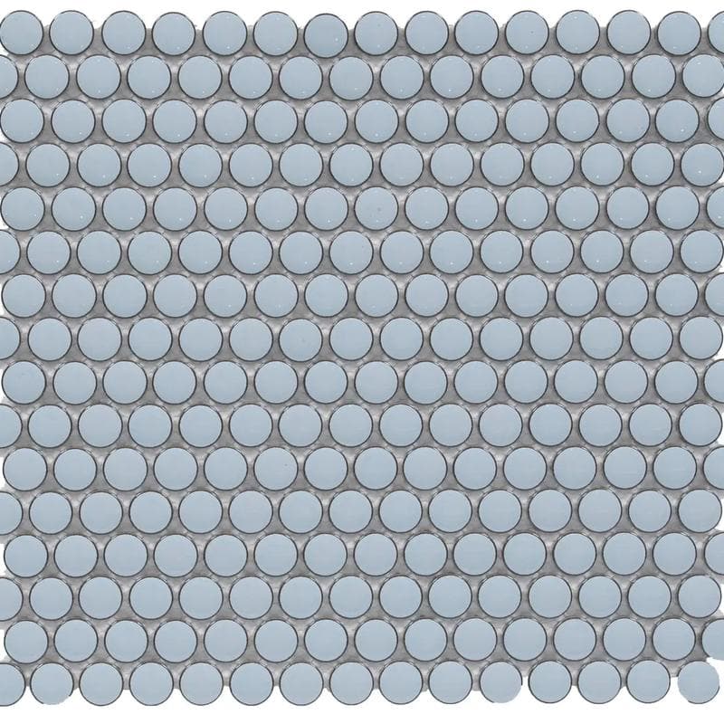 Color Collection Mosaics+ Bright Sky Blue Penny Round 12x12 - Image 1