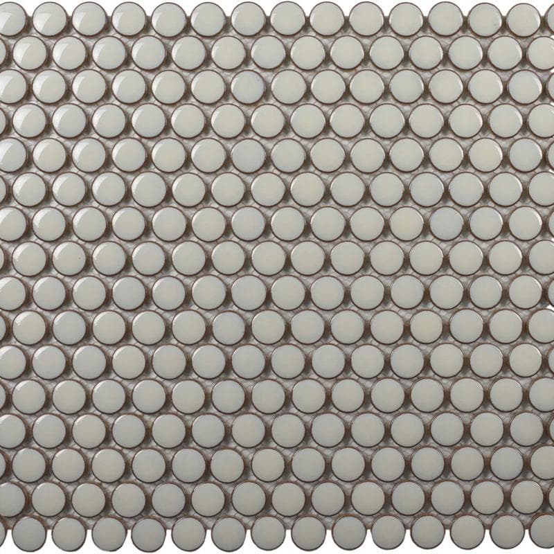 Color Collection Mosaics+ Bright Cream Penny Round 12x12 - Image 1