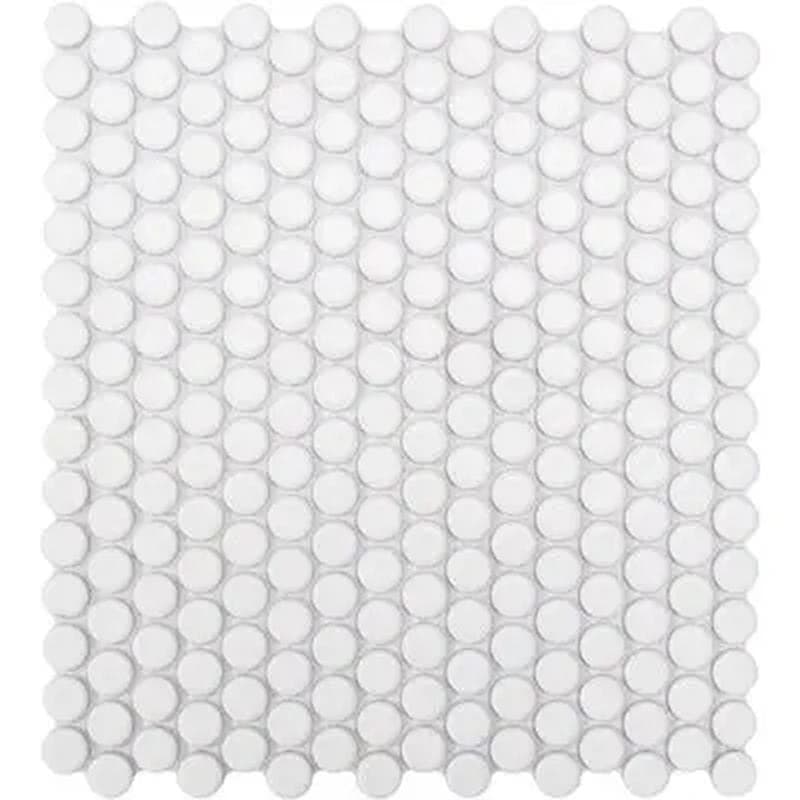 Color Collection Mosaics Matte White Penny Round 12x12 - Image 1