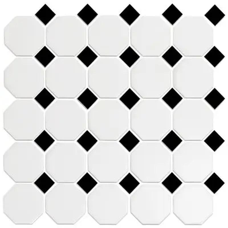 Color Collection Mosaics Matte Snow White 12x12 W/ Black Oct - Image 1