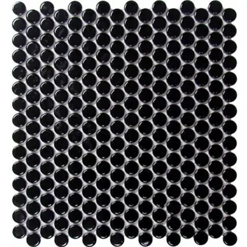 Color Collection Mosaics Matte Black Penny Round 12x12 - Image 1
